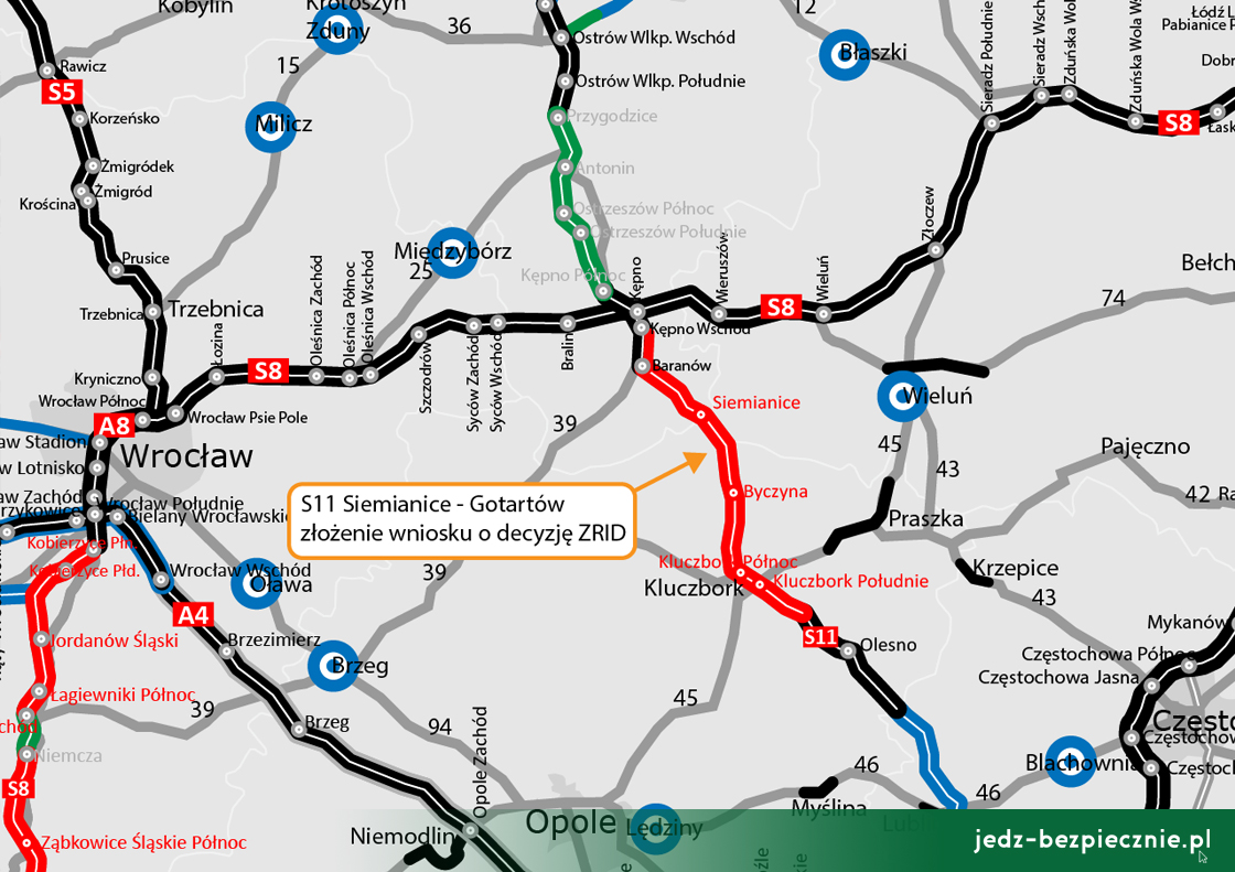 Wniosek o wydanie zezwolenia na realizację inwestycji drogowej, S11 Siemianowice - Gotartów, woj. opolskie
